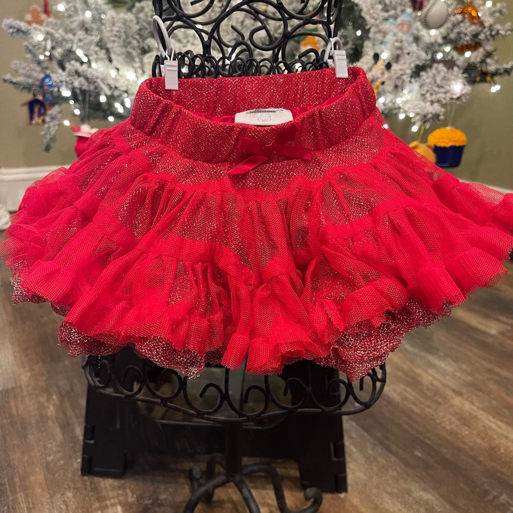 Red Ruffled Kids Skirt